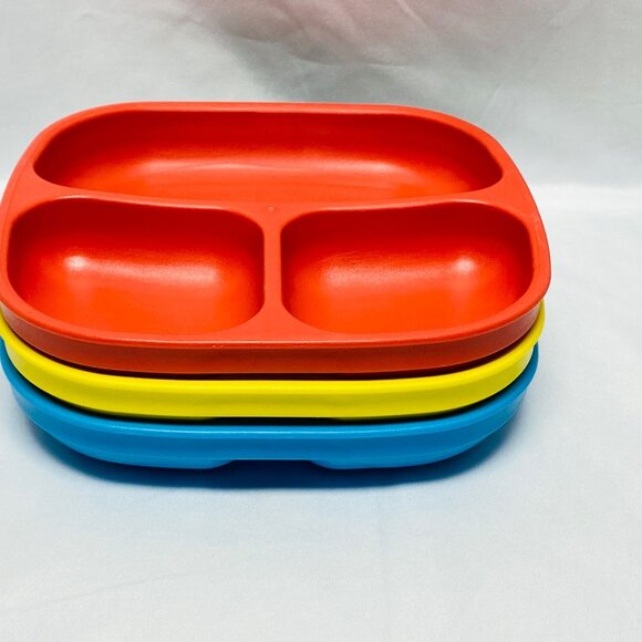 Re-Play 3 Divided Recycled Plastic Plates Kids Toddlers Dinnerware - Picture 11 of 12